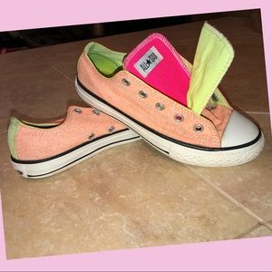 Converse kids shoes- neon pink, orange, and green
